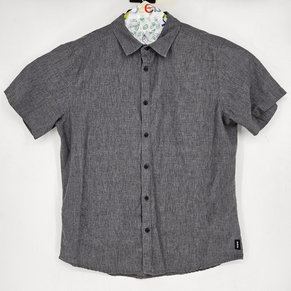 Prana Shirt Mens Large Casual Gray Short Sleeve‎ Outdoors Hiking Button Up